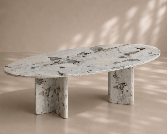 Domus Ovo Dining Table in Patagonia Quartzite