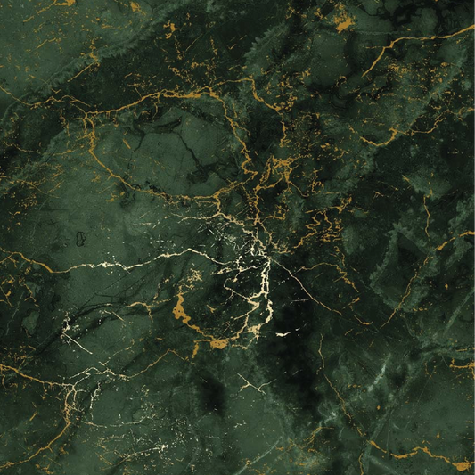 Detalle de Cuarcita Golden Green, tonos verdes y dorados en piedra natural premium.