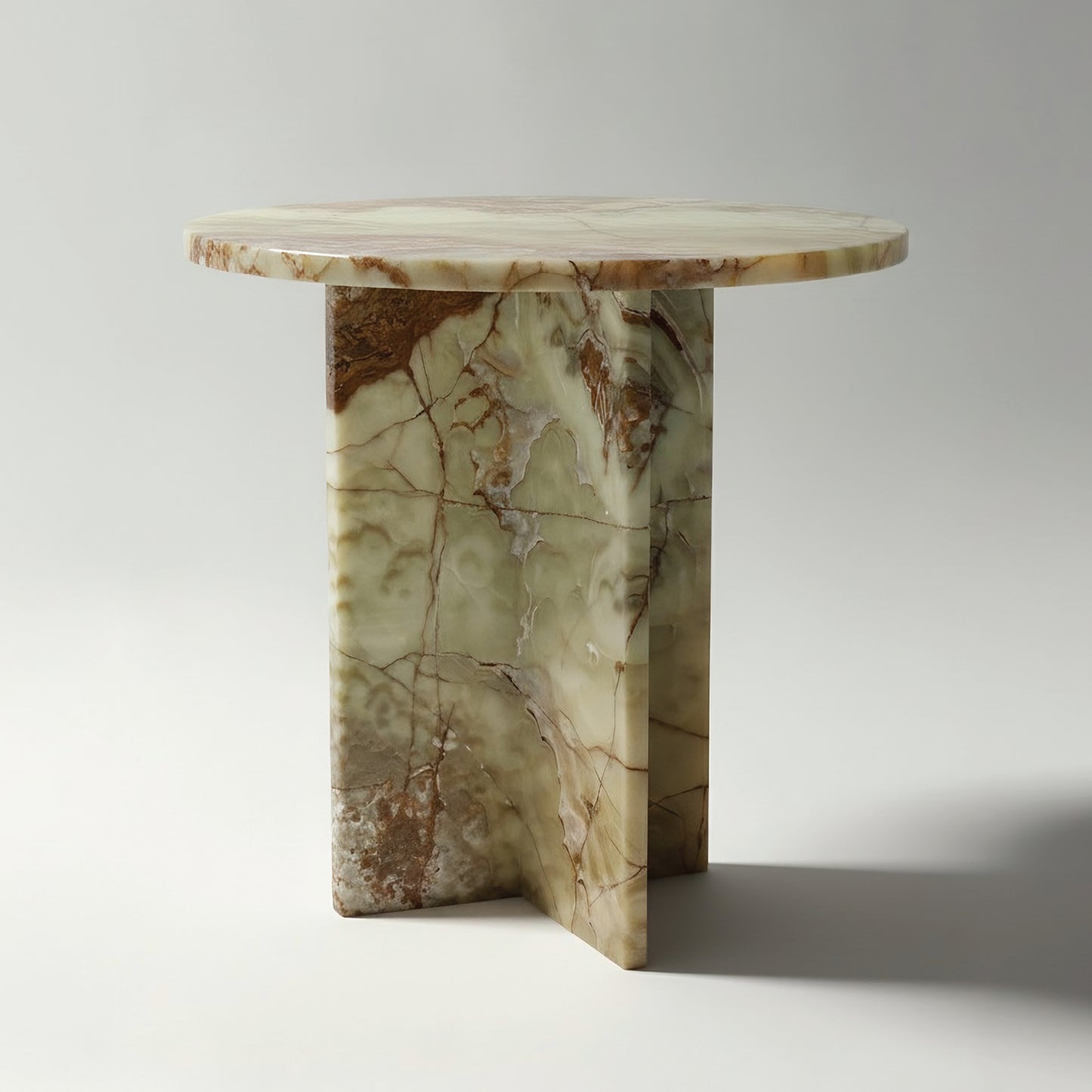 Mesa auxiliar CHIC en ónix Verde en ambiente interior contemporáneo, mesa de piedra natural verde.