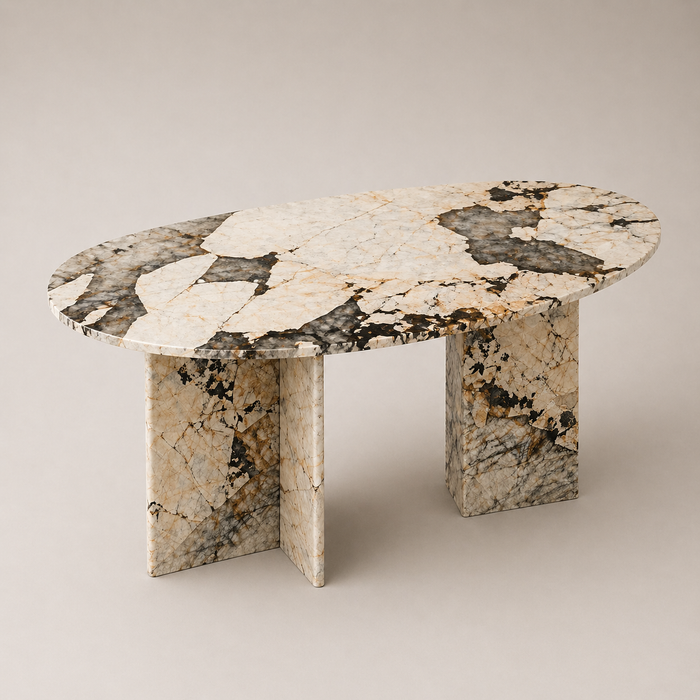Domus Ovo Dining Table in Patagonia Quartzite
