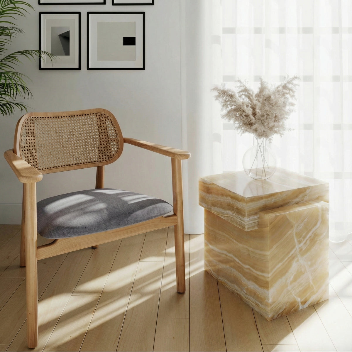 Alma Side Table in Golden Onyx