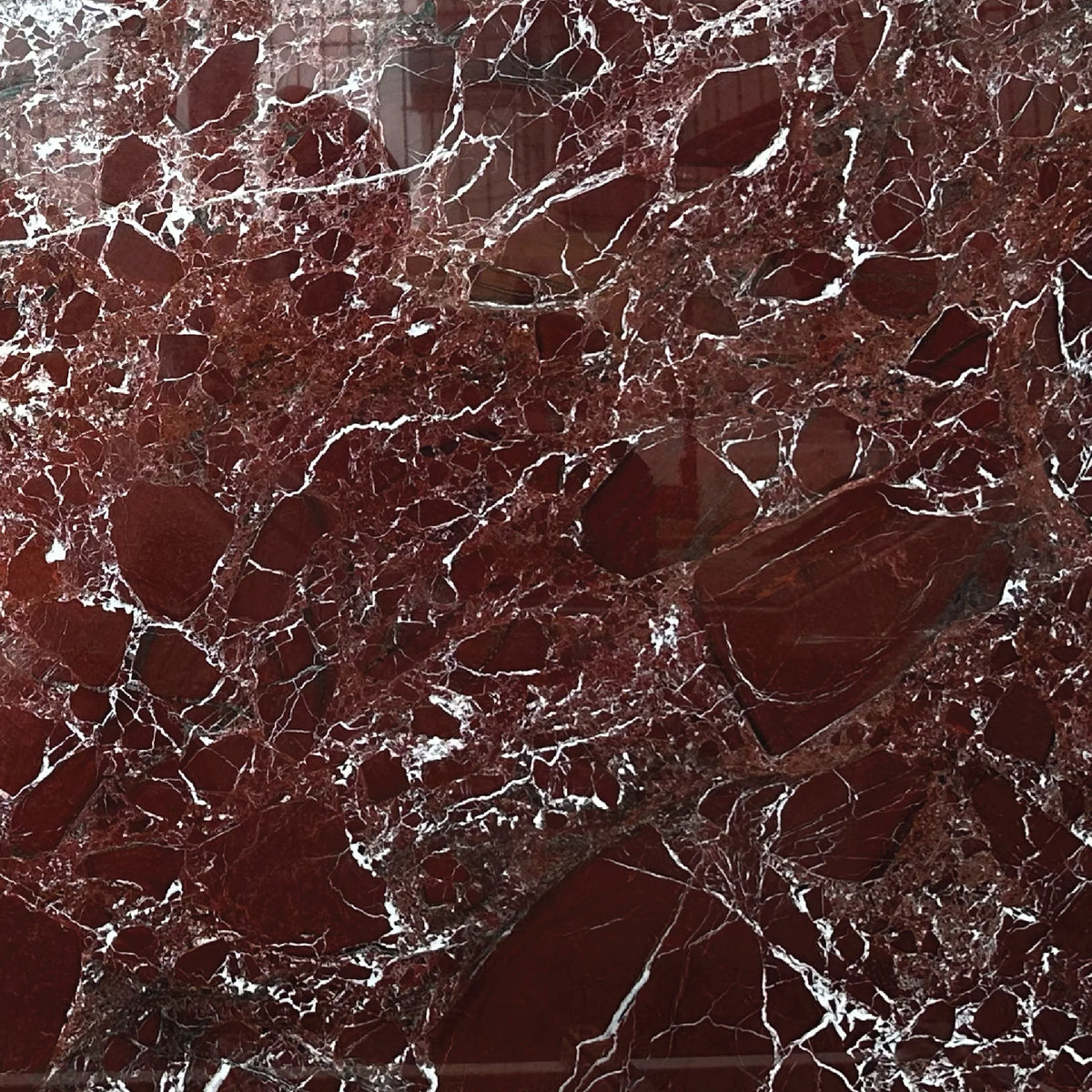 Alma Side Table in Rosso Levanto Marble
