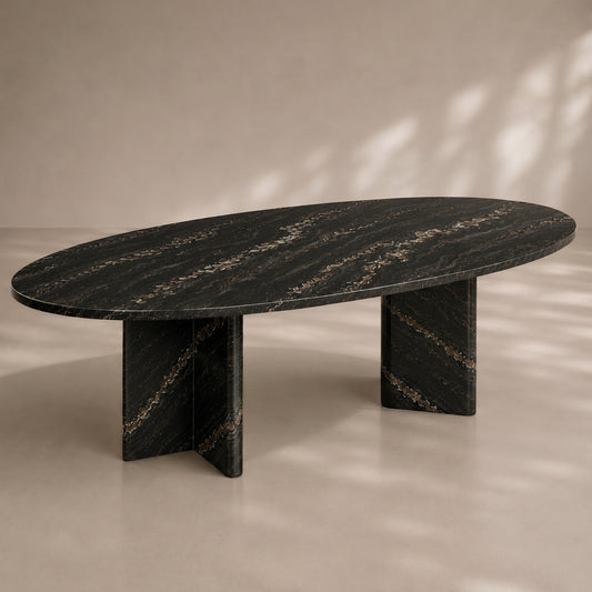 Domus Ovo Dining Table in Belvedere Quartzite