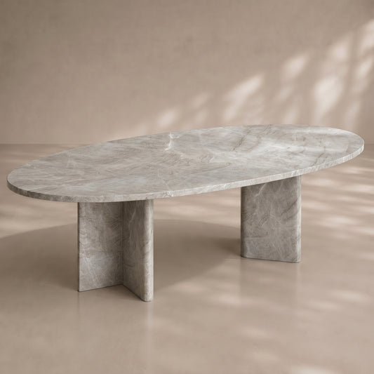 Domus Ovo Dining Table in Taj Mahal Quartzite