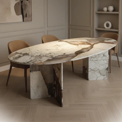 Domus Ovo Dining Table in Belvedere Quartzite
