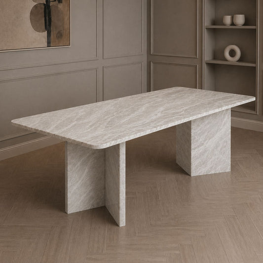 Domus Cuadra Dining Table in Taj Mahal Quartzite