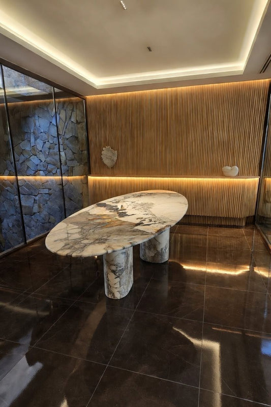 Stenix Ova Dining Table in Patagonia Quartzite