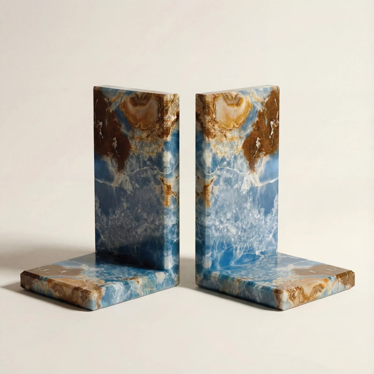 Ocean Blue Onyx Bookends | Set of 2