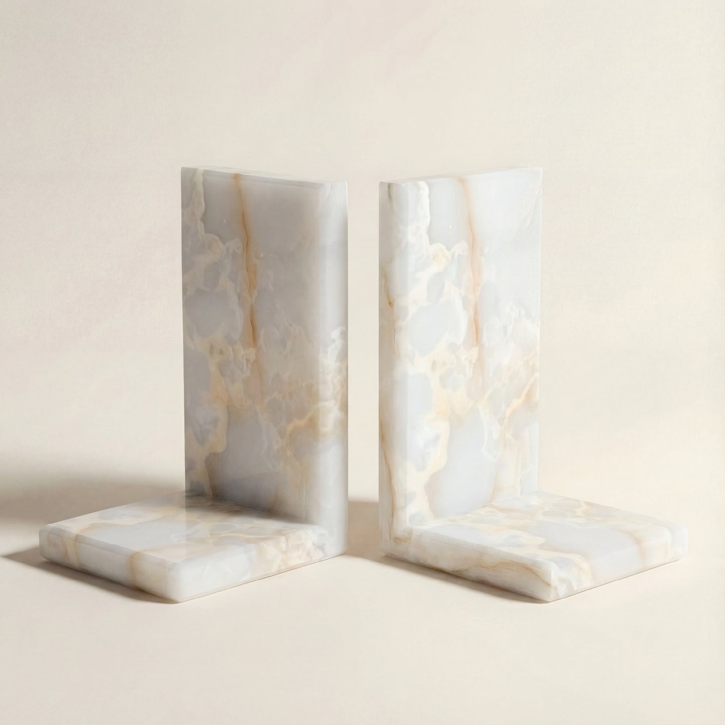 Sujetalibros de Ónix Blanco | Set de 2