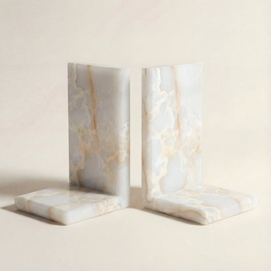 Sujetalibros de Ónix Blanco | Set de 2