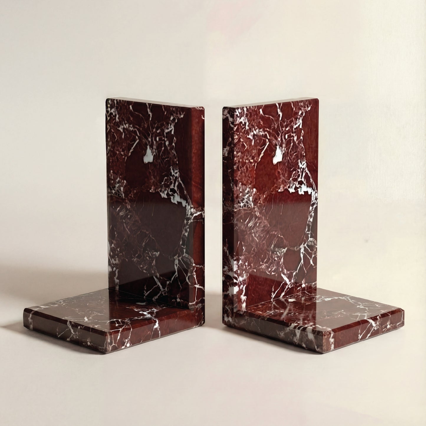 Sujetalibros de Mármol Rosso Levanto | Set de 2
