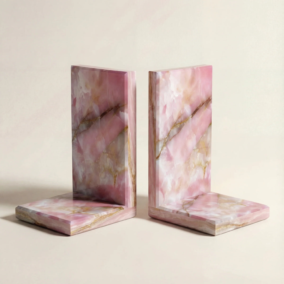 Pink Onyx Bookends | Set of 2