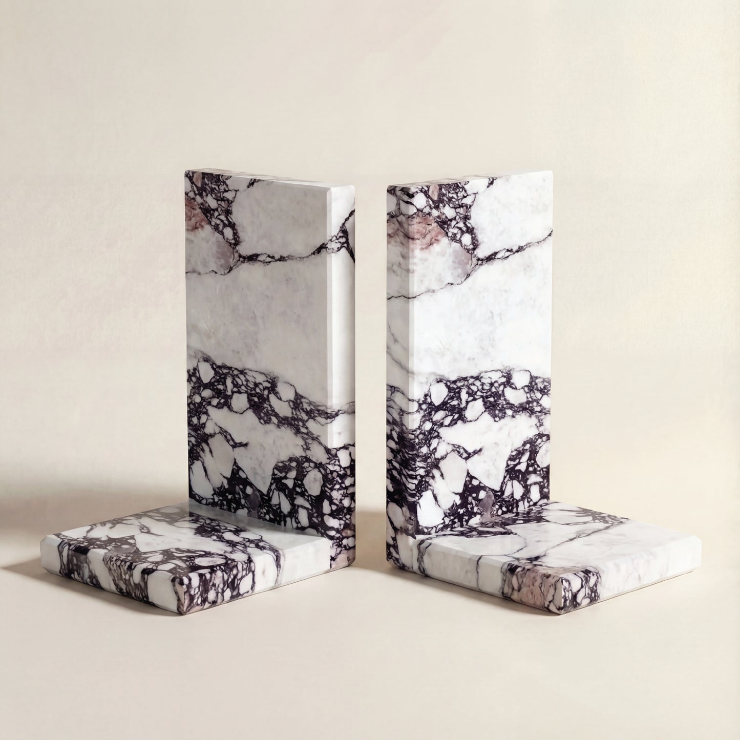 Sujetalibros de Mármol Calacatta Viola | Set de 2