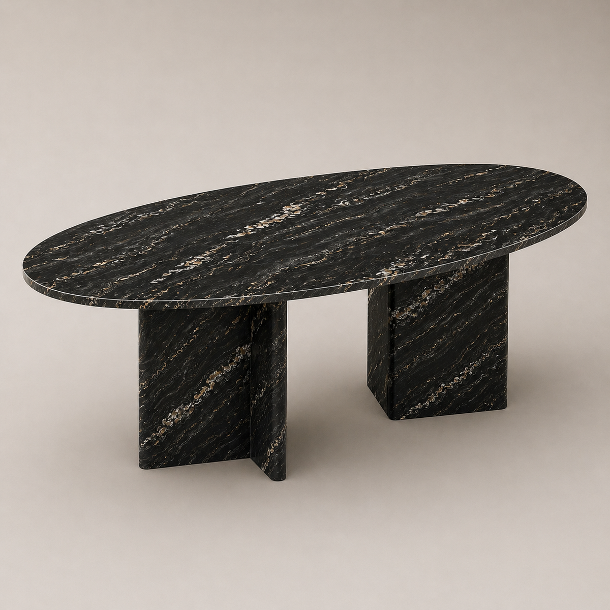Domus Ovo Dining Table in Belvedere Quartzite
