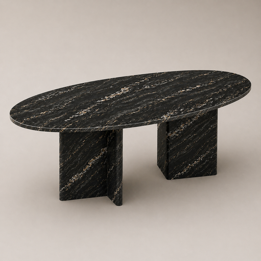 Domus Ovo Dining Table in Belvedere Quartzite