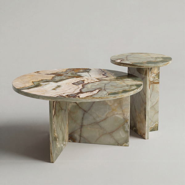 Chic Coffee Table in Elegant Green Onyx