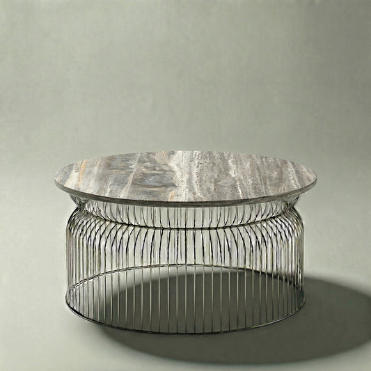 Abcheck Coffee Table in Silver Travertine