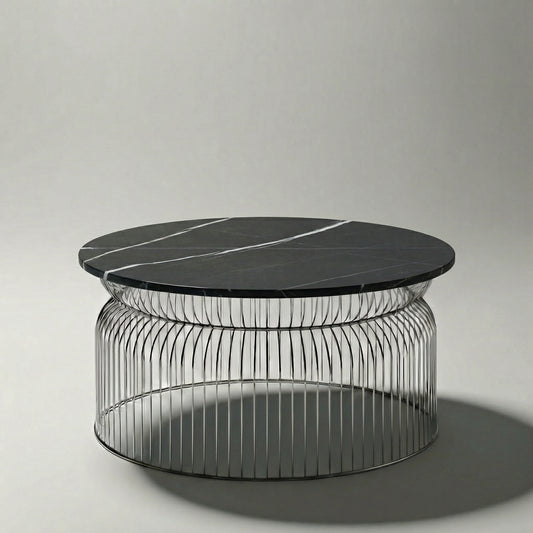 Abcheck Coffee Table in Black Zebra Quartzite