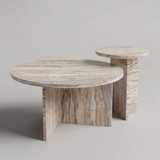 Chic Coffee Table in Avorio Onyx - Handcrafted Natural Stone with Warm Ivory Tones