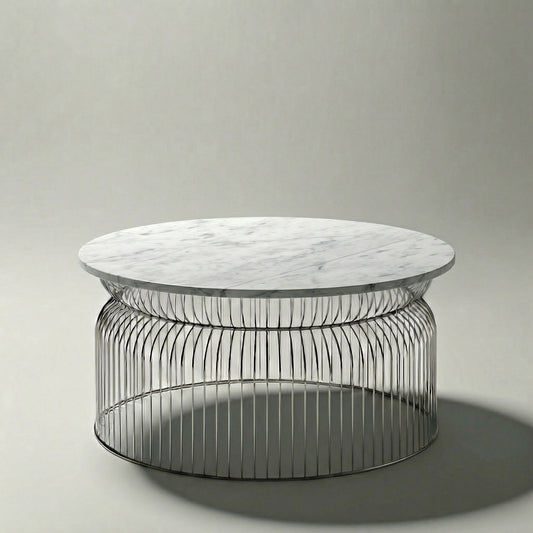 Abcheck Coffee Table in Carrara White Marble