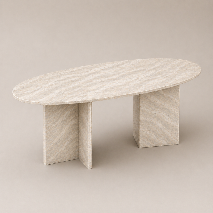 Domus Ovo Dining Table in Taj Mahal Quartzite