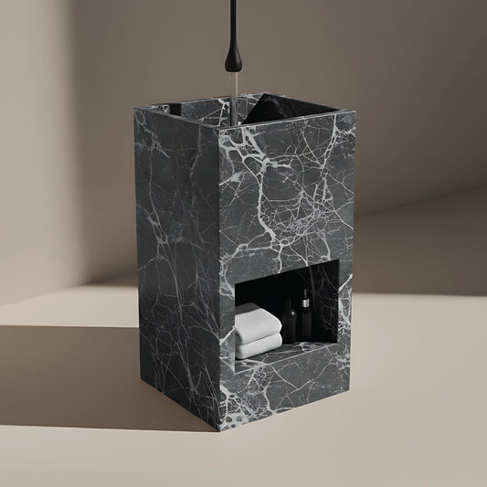 Lavabo Totem Áureo en Mármol Iris con nicho frontal