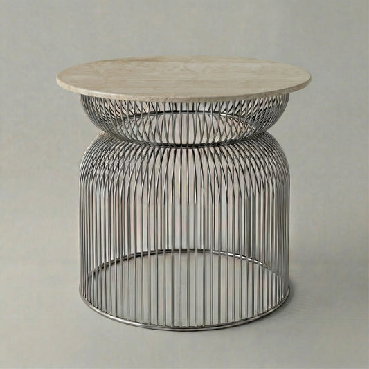 Abcheck Side Table in Navona Travertine