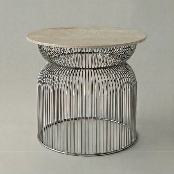 Abcheck Side Table in Navona Travertine