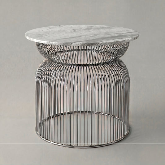 Abcheck Side Table in Blanco Ibiza Marble