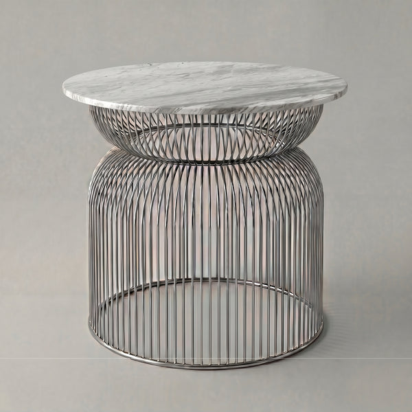 Abcheck Side Table in Blanco Ibiza Marble