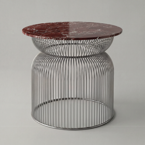 Abcheck Side Table in Rosso Levanto Marble