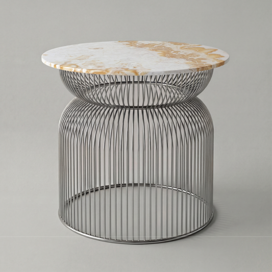 Mesa auxiliar Abcheck en ónix ivory miel mango con tonos cálidos y diseño de lujo
