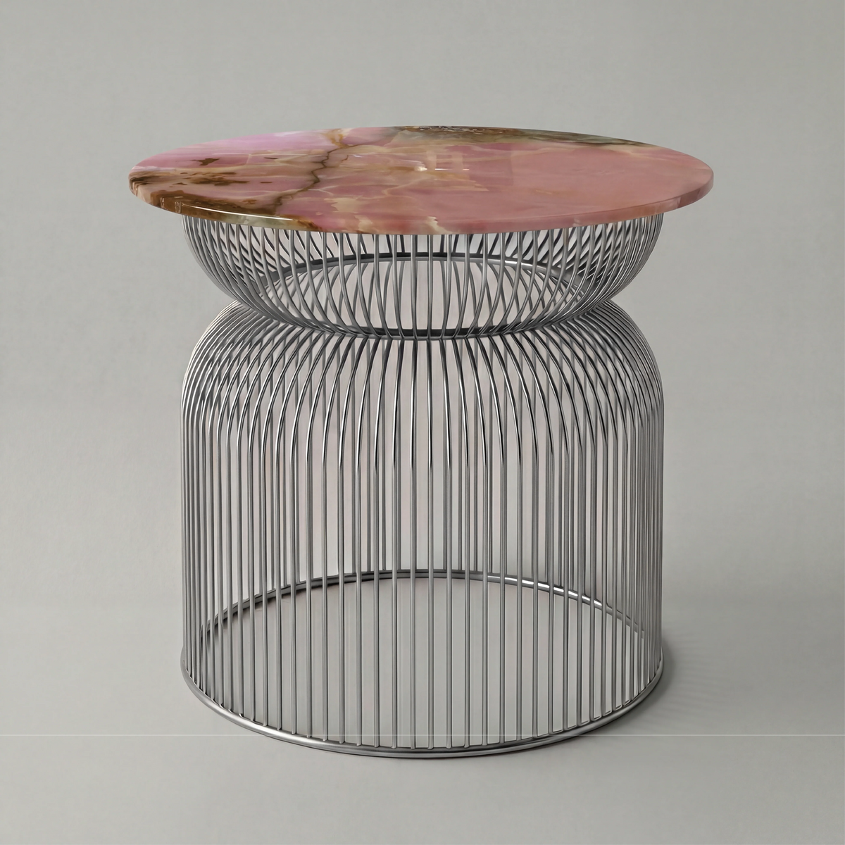 Abcheck Side Table in Pink Onyx