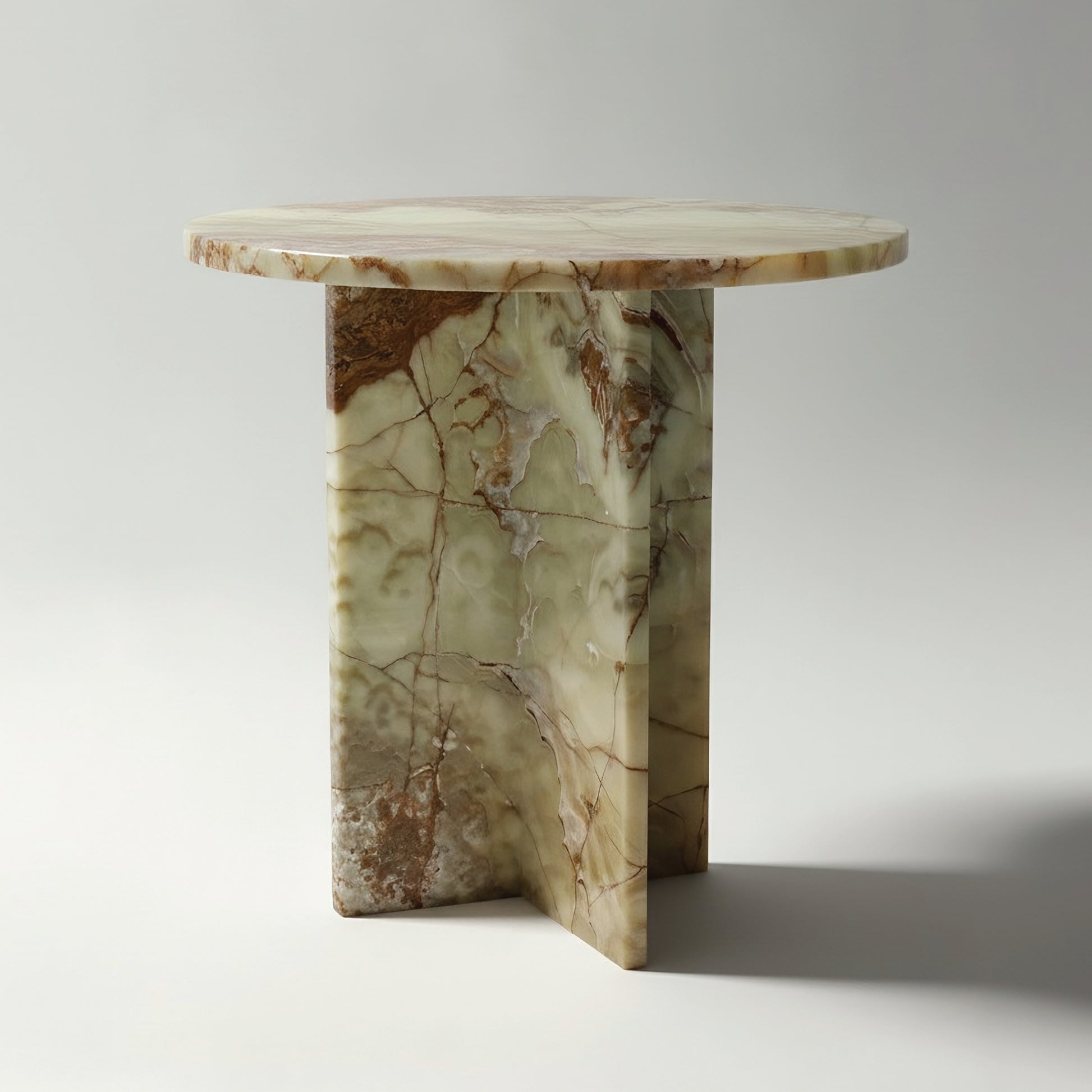 Mesa auxiliar CHIC en ónix Verde en ambiente interior contemporáneo, mesa de piedra natural verde.