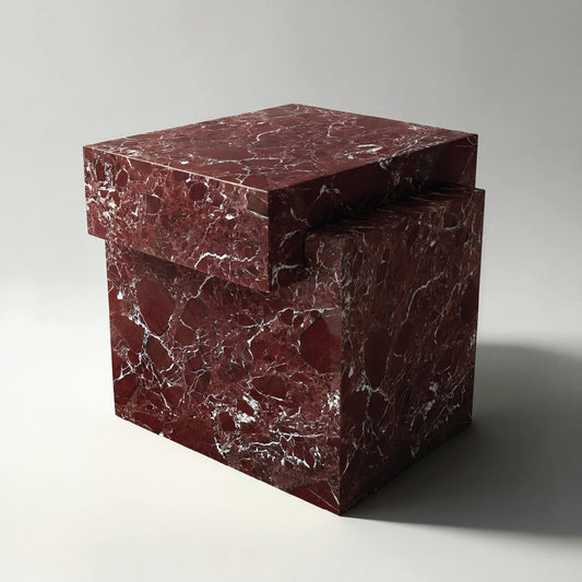 Mesa auxiliar ALMA en mármol Rosso Levanto natural