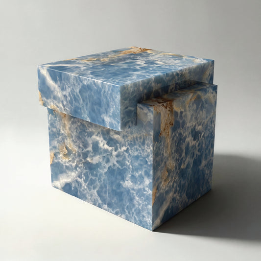 Mesa auxiliar ALMA en ónix Ocean Blue natural