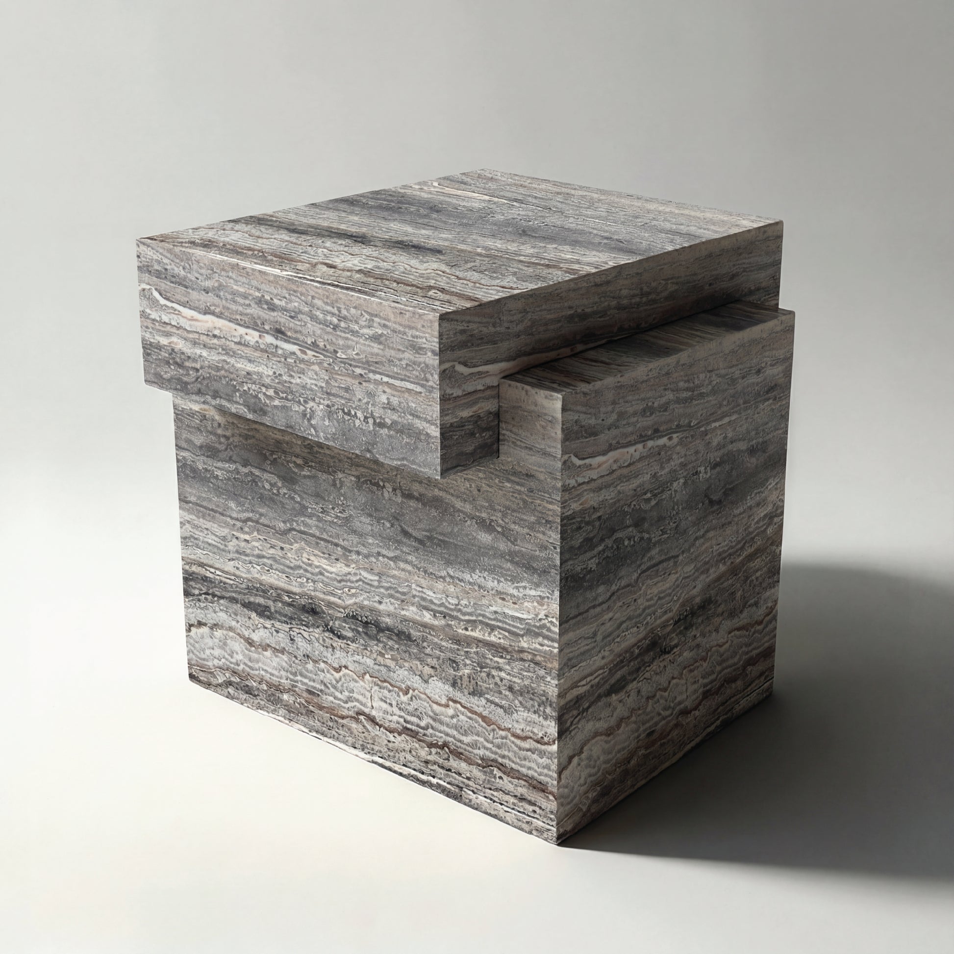 Mesa auxiliar ALMA en travertino Silver natural