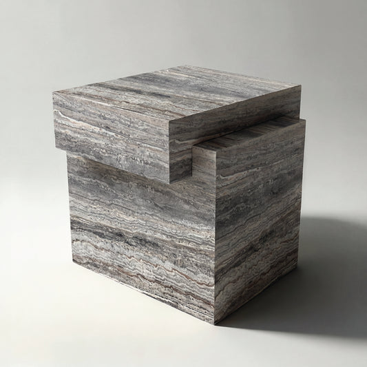 Mesa auxiliar ALMA en travertino Silver natural