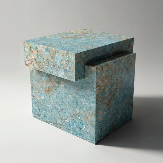 Mesa auxiliar ALMA en Turquesa Persa de piedra natural