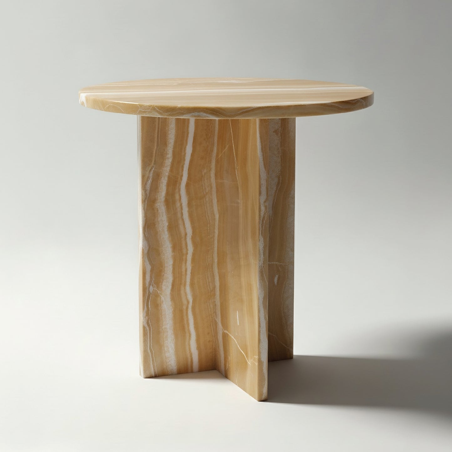 Mesa auxiliar CHIC en ónix Dorado, mesa de piedra natural dorada con brillo pulido.