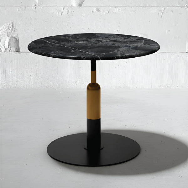 Robust Round Bistro Table in Black Casper Quartzite | Apollo Base