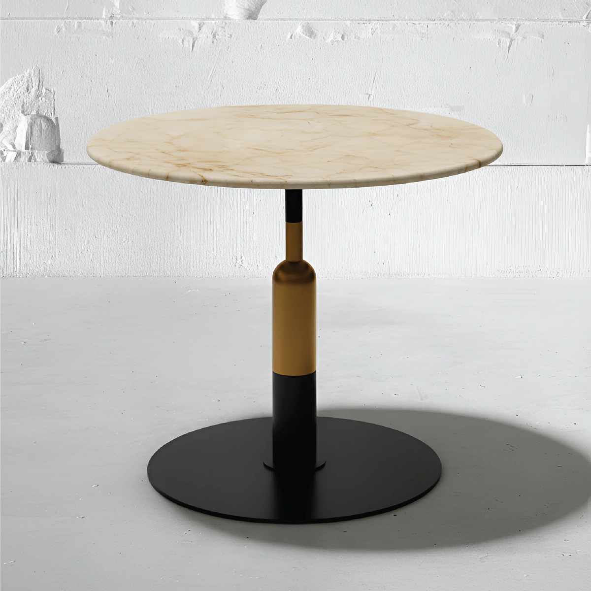 Robust Round Bistro Table in Persian Cream Marble | Apollo Base