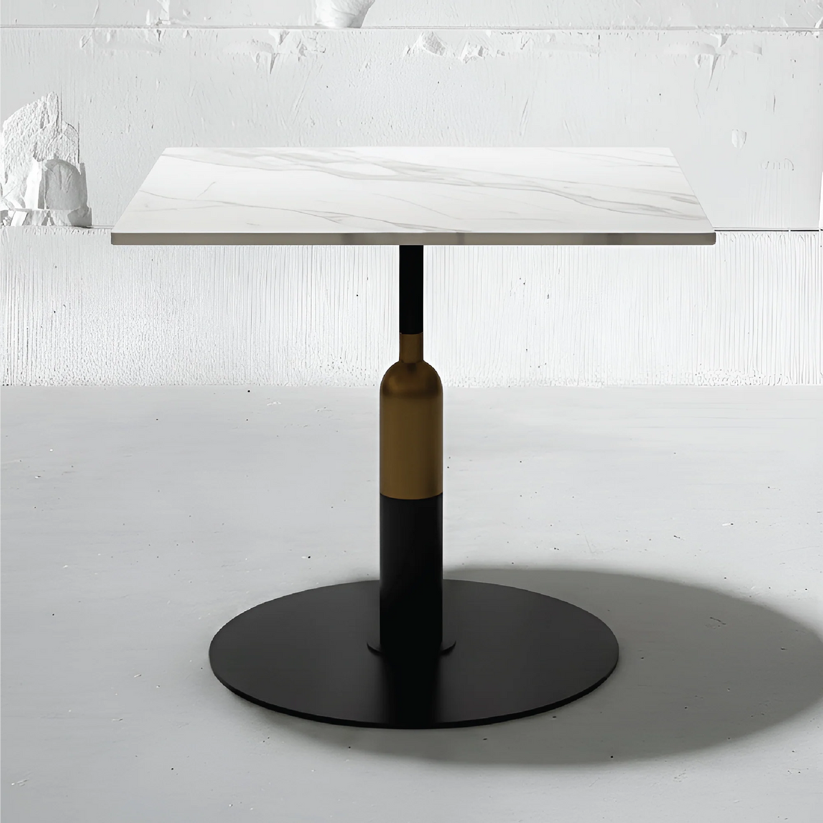 Robust Square Bistro Table in Aramis White Marble | Apollo Base