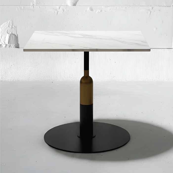 Robust Square Bistro Table in Aramis White Marble | Apollo Base