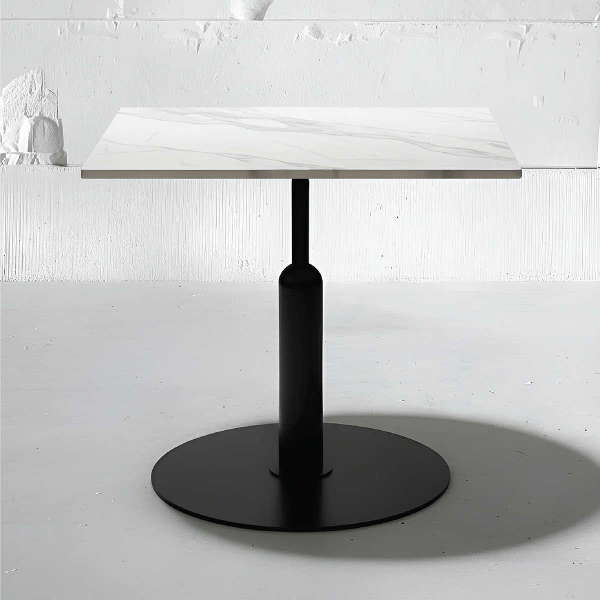 Robust Square Bistro Table in Aramis White Marble | Apollo Base
