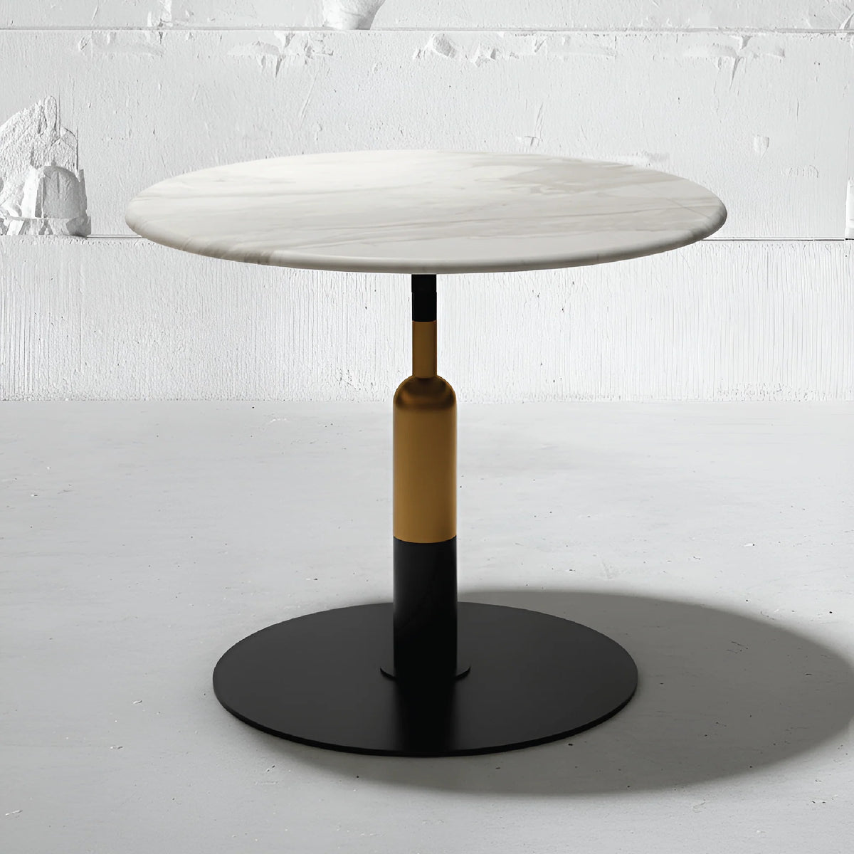 Robust Round Bistro Table in Aramis White Marble | Apollo Base