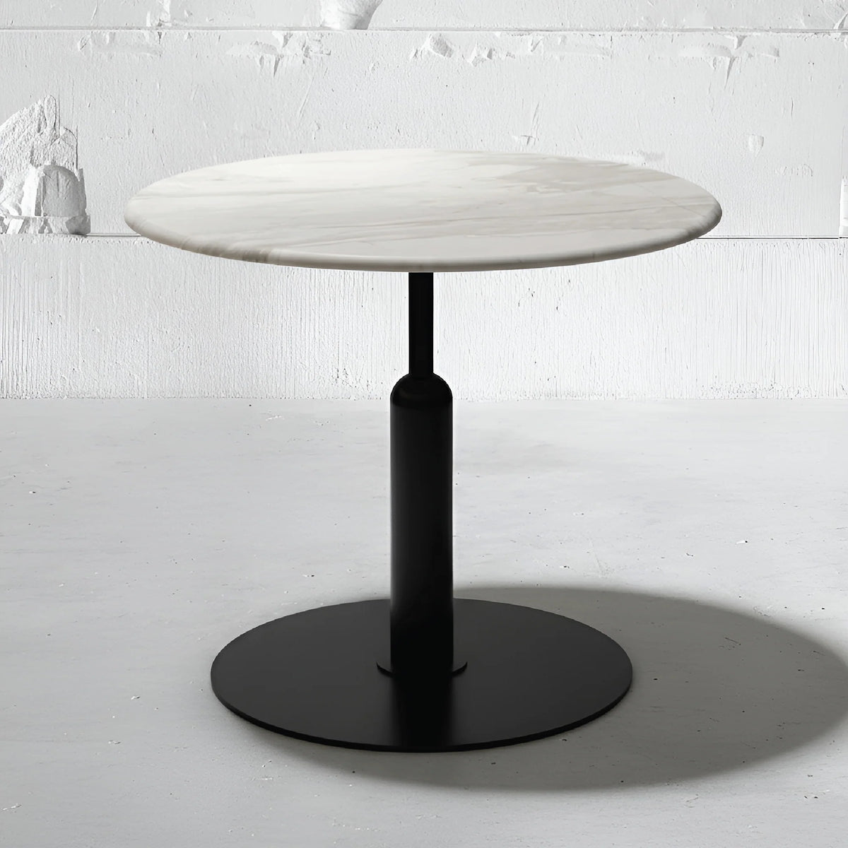 Robust Round Bistro Table in Aramis White Marble | Apollo Base