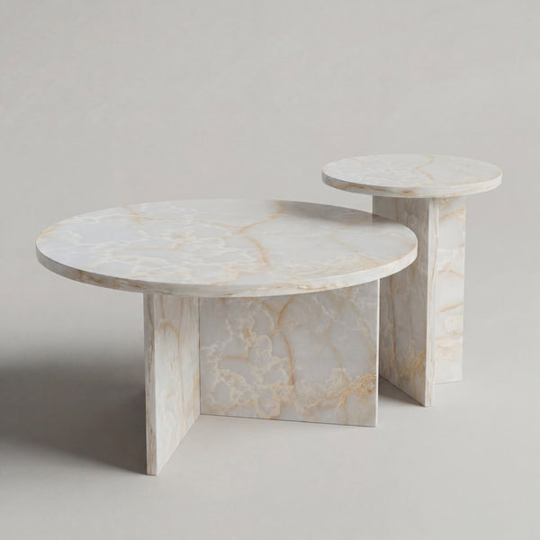 Chic Coffee Table in White Onyx