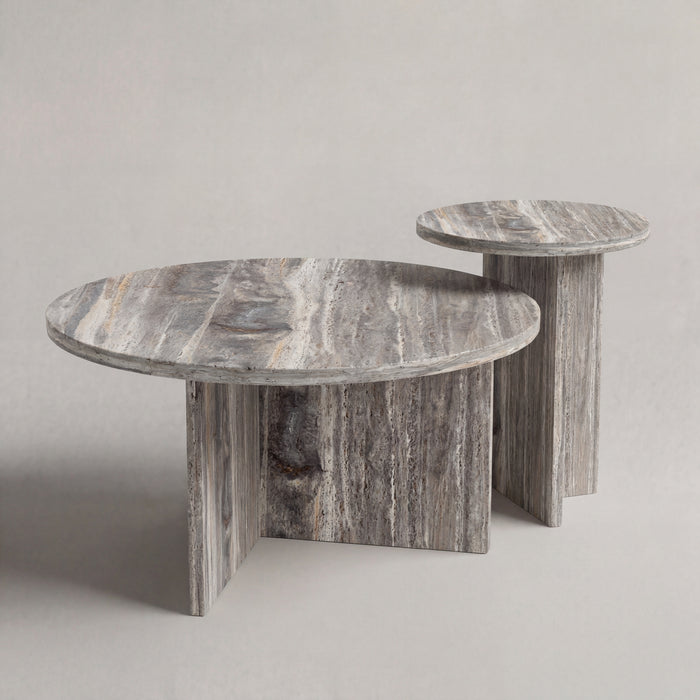 Chic Coffee Table in Gray Travertine