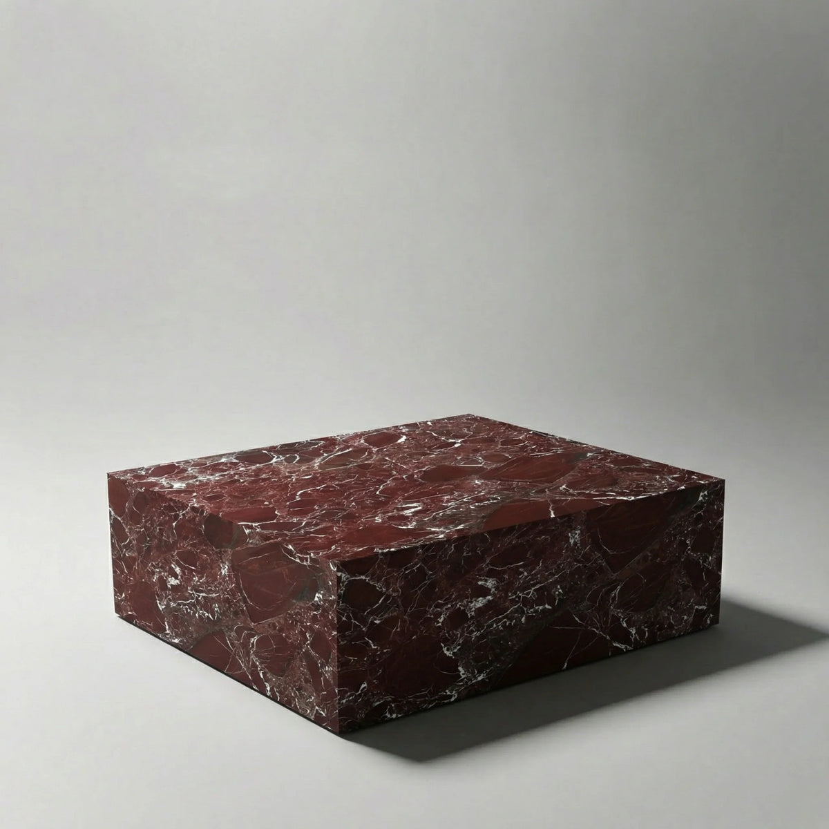 The Cube Coffee Table in Rosso Levanto Marble